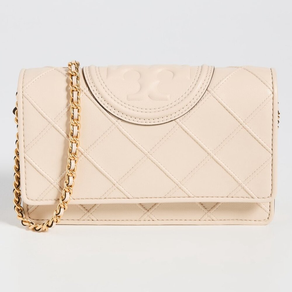 NWT Tory Burch Fleming Soft Flap Wallet Leather Crossbody Bag CREAM AUTHENTIC